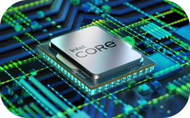 Intel Core processor geplaatst op een moederbord als symbool voor krachtige esports hardware.